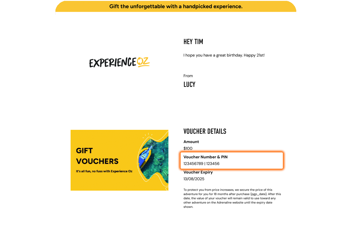 Experience Gift Voucher